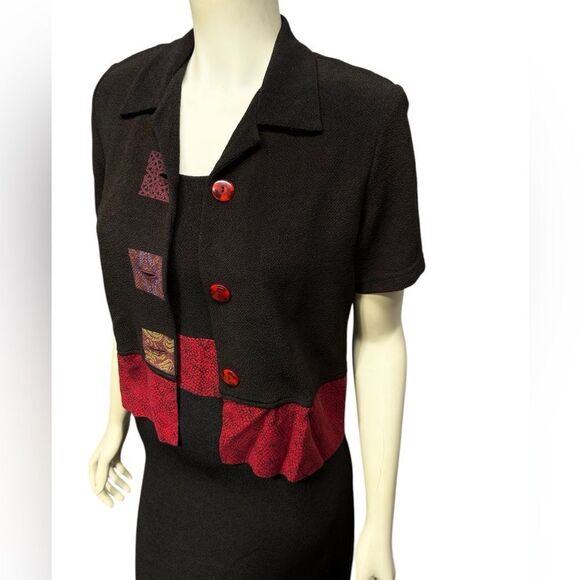 90’s Vintage Dark Brown Sleeveless Maxi Dress with Jacket Positive Attitude - Picture 3 of 13